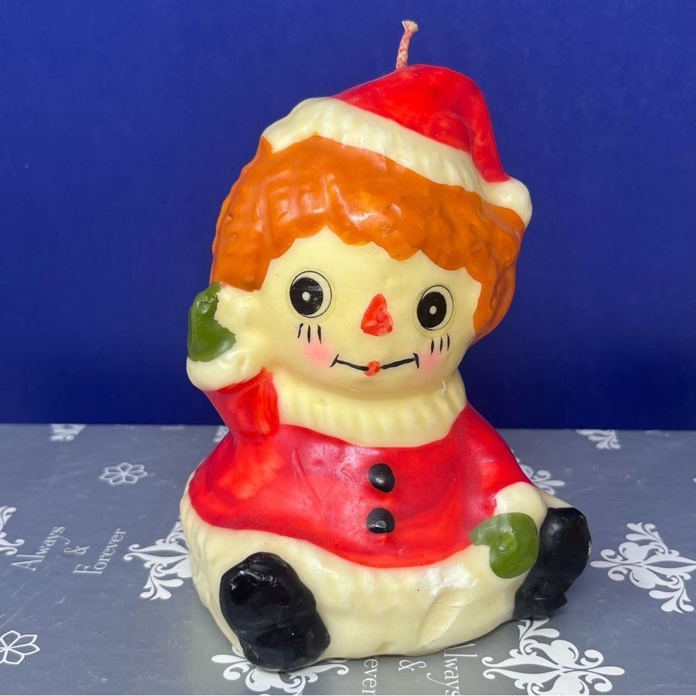 Raggedy Ann Christmas Candle Never burned 5.5”